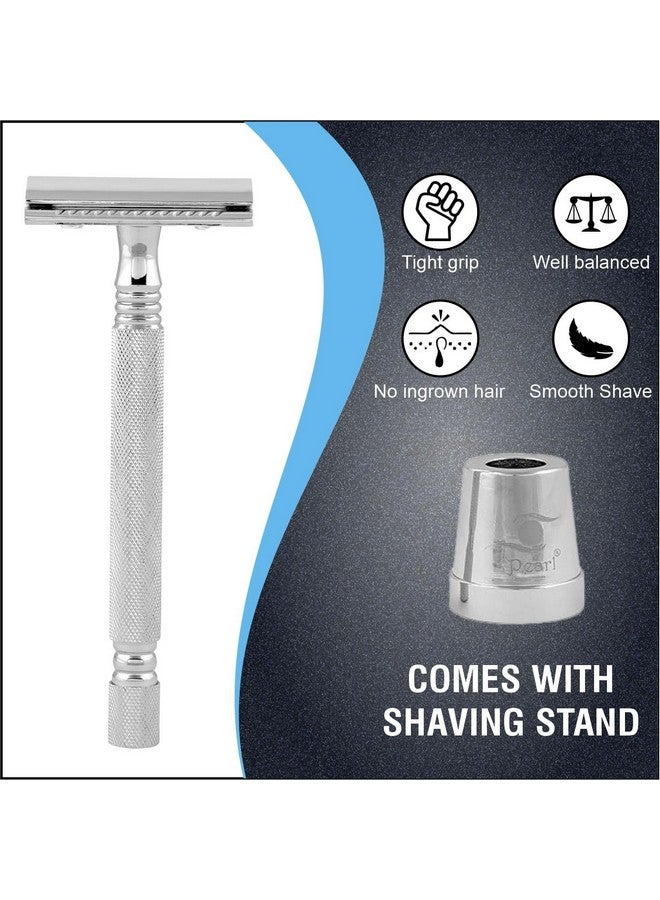 Pearl Shaving Double Edge Close Comb Safety Razor (SS-01) with Razor Stand - Best Shaving Razor for Men | Classic & Traditional shaving Kit for Men | Premium Blade Razors for Diwali Gift Option - Image 4