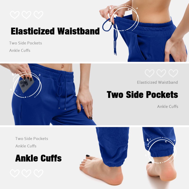 Walifrey Womens Joggers with Pockets, Drawstring Sweatpants Women for Lounging Jogging Gym and Workout RoyalBlue,1 Pack RoyalBlue S - Image 5