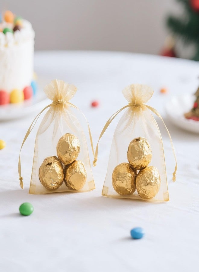 joycraft 50Pcs Organza Bags, 2.7"x3.5" Gift Favor Bags, Gold Breathable Tulle Bags with Drawstring, Sheer Mesh Pouch Drawstring Bags for Wedding Favor, Jewelry, Makeup, Candy - Image 5