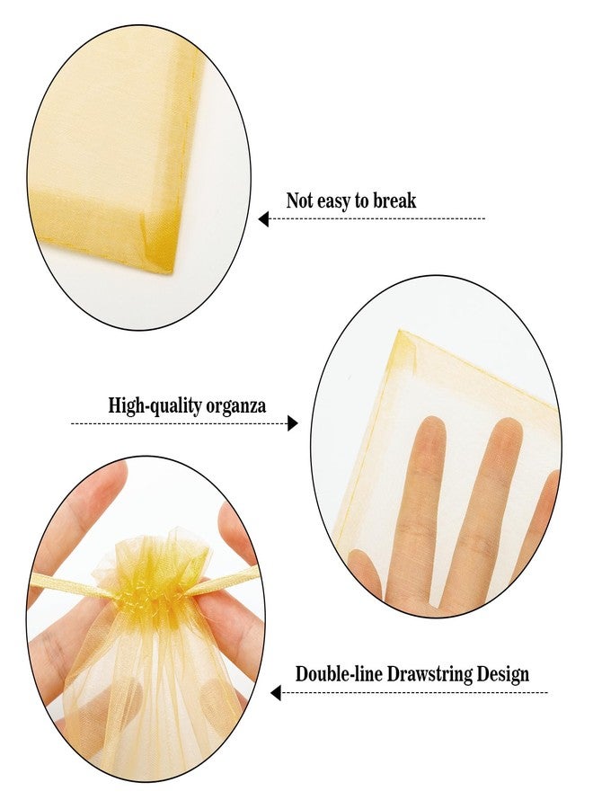 joycraft 50Pcs Organza Bags, 2.7"x3.5" Gift Favor Bags, Gold Breathable Tulle Bags with Drawstring, Sheer Mesh Pouch Drawstring Bags for Wedding Favor, Jewelry, Makeup, Candy - Image 3