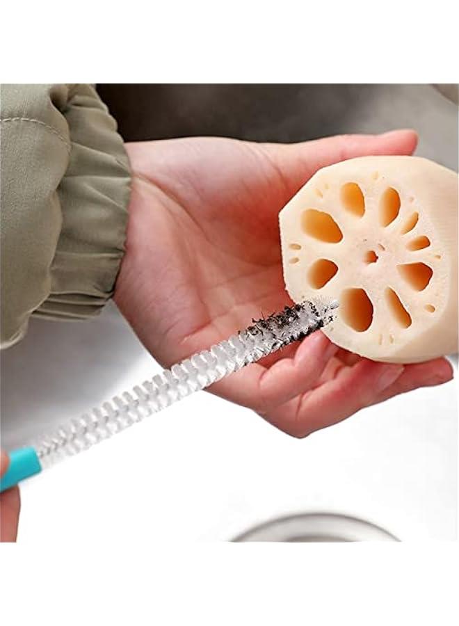 Straw Brush, Tea Pot Spout Brush Lotus Root Hole Brush Sippy Cup Brush Extra Long Nylon Thin Brush for Washing Glass Silicone Metal Straws Tubes Brush Sewer Drain Brush  - Image 2