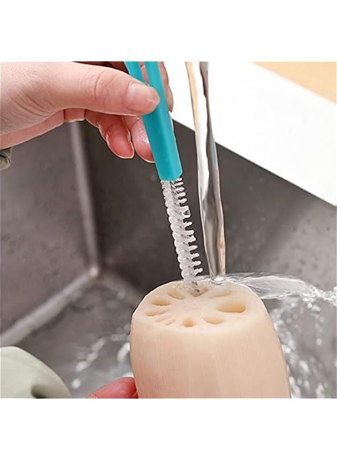 Straw Brush, Tea Pot Spout Brush Lotus Root Hole Brush Sippy Cup Brush Extra Long Nylon Thin Brush for Washing Glass Silicone Metal Straws Tubes Brush Sewer Drain Brush  - Image 4