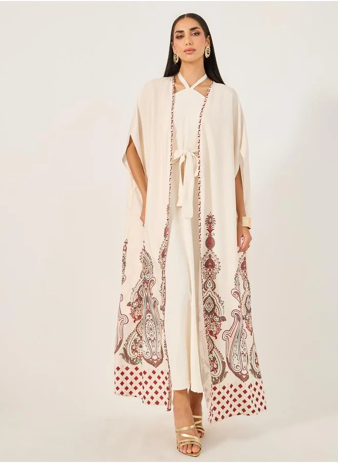 تايك تو Solid Tie Up Long Sleeve Maxi Dress for Everyday Wear by Styli