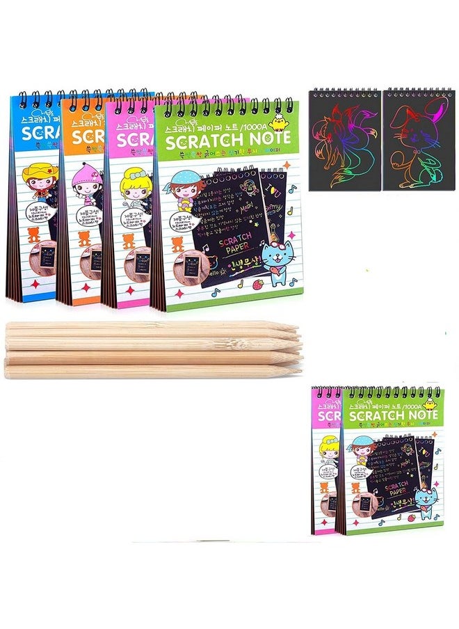 deziine deziine�.Fx A6 Drawing Book 10 Pages Rainbow Scratch Paper Notes Scratch Art Activity Books 5.5 inch x 4 inch Scratch Magic Doodle Note Pad for Kids Arts and Crafts Perfect Travel Activity (Pack of 5)  - Image 1