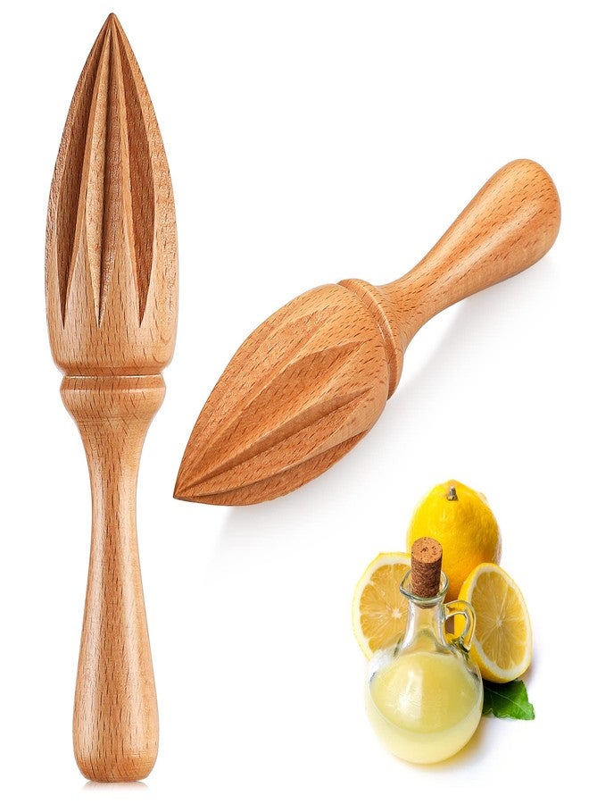 Sieral 2 Pcs Wooden Citrus Reamer Lemon Hand Juicer Beech Wood Handheld Citrus Juicer Easy to Hold Kitchen Juicing Tool Manual Orange Lime Lemon Juice Reamer Extractor for Daily Home Bar Cafe Restaurant Use - Image 1