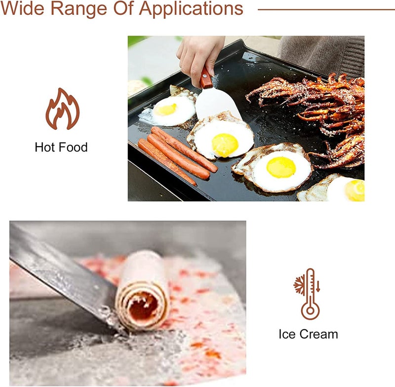 Ramkuwar with device of R Stainless Steel Barbecue Slant Edge Grill Scraper Steak Fried Shovel Pancake Flipper Griddle Spatula for Food Service - Image 3