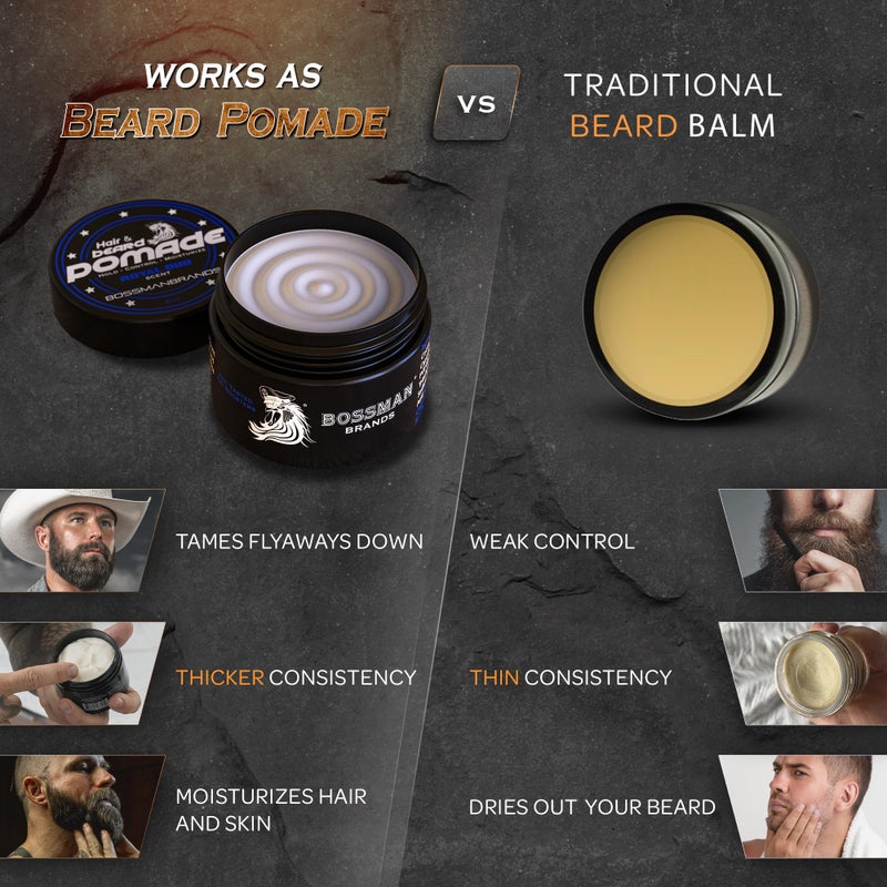 Bossman Hair & Beard Pomade for Men (Royal Oud Scent) â€“ Medium Hold & Moisturizing for Hair, Beard & Mustache Styling â€“ Made in USA - Image 2