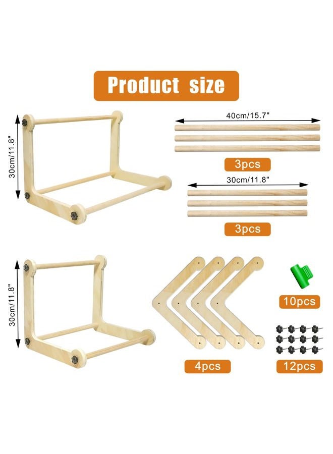 wdbg 2 Pack Adjustable Wooden Embroidery Stands for Cross Stitch, Tabletop Hoop Holder with 2 Sizes Rods Tapestry Needlepoint Lap Natural Wood Frame for Sewing & Quilting - Image 2