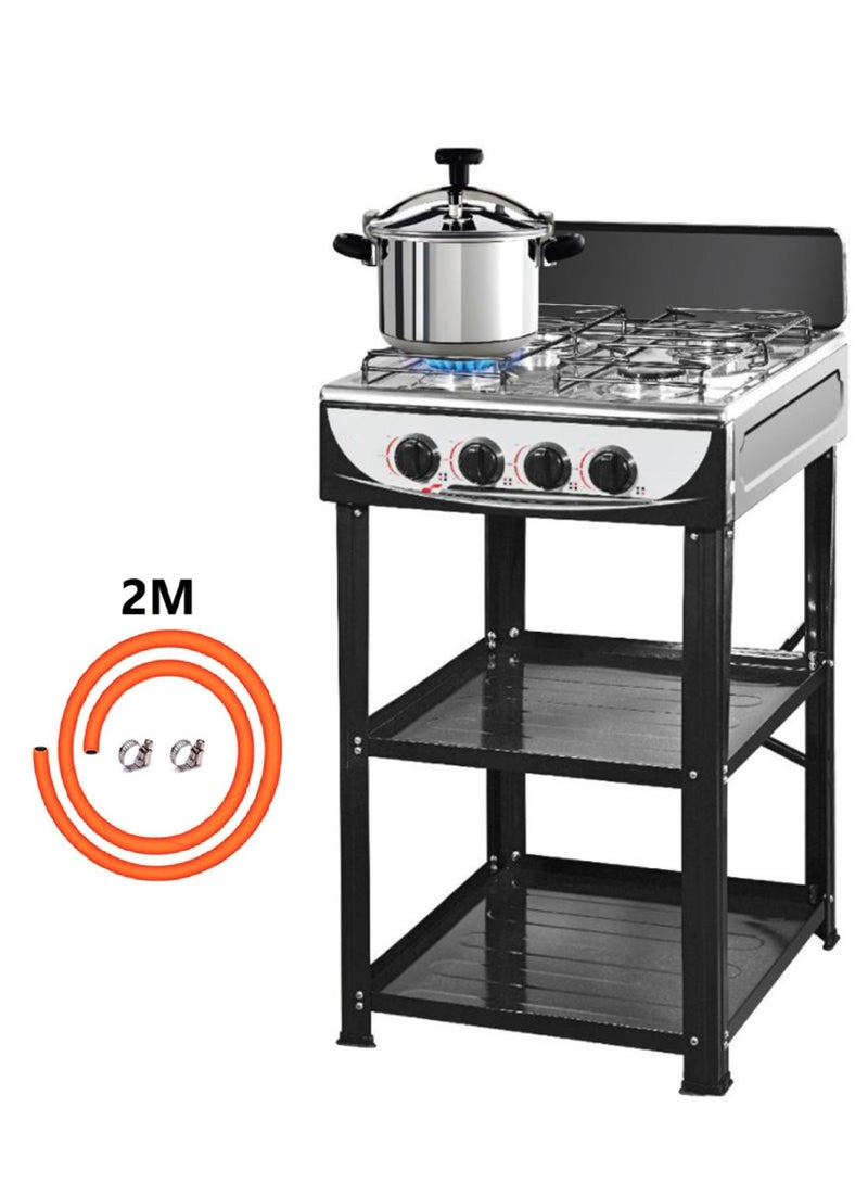 Denx Four Burner Gas Stove Ideal For Home and Camping Use With a 2-meter gas hose - Image 1