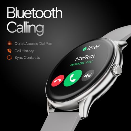 Fire-Boltt Phoenix Round Smart Watch 1.38″ HD Display with Bluetooth Calling, SpO2 & Heart Rate Monitor, 120+ Sports Modes, IP67 Waterproof, Fitness Tracker Smartwatch for Men & Women - Grey - Image 3