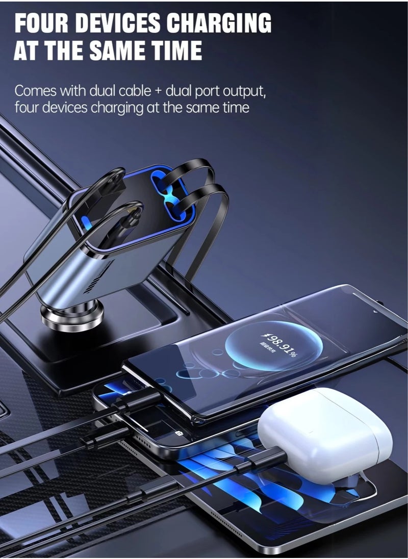 12/24V 120W with Starry Sky Ceiling Light, Fast Car Charger with Retractable Charging Cable Fast Car Power Adapter PD20W for iPhone Type C 40W Car Bluetooth USB Charger Plug with iPhone, Samsung, Galaxy, Huawei, Xiaomi - pzsku/ZCE34AC10C0AF0DDC6610Z/45/1741866512/5edfba60-4602-4bc9-822b-49a369c2c9de