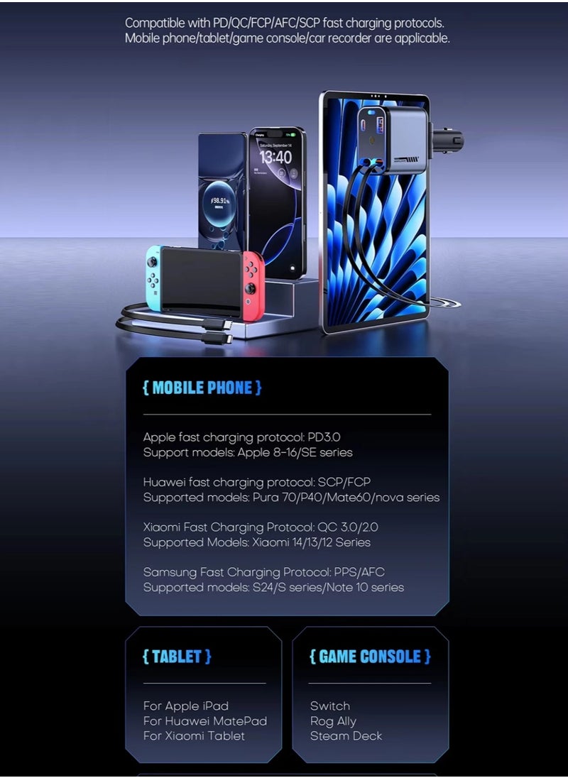 12/24V 120W with Starry Sky Ceiling Light, Fast Car Charger with Retractable Charging Cable Fast Car Power Adapter PD20W for iPhone Type C 40W Car Bluetooth USB Charger Plug with iPhone, Samsung, Galaxy, Huawei, Xiaomi - pzsku/ZCE34AC10C0AF0DDC6610Z/45/1741866512/a1e027cb-12ff-4c51-b58b-08023e204328
