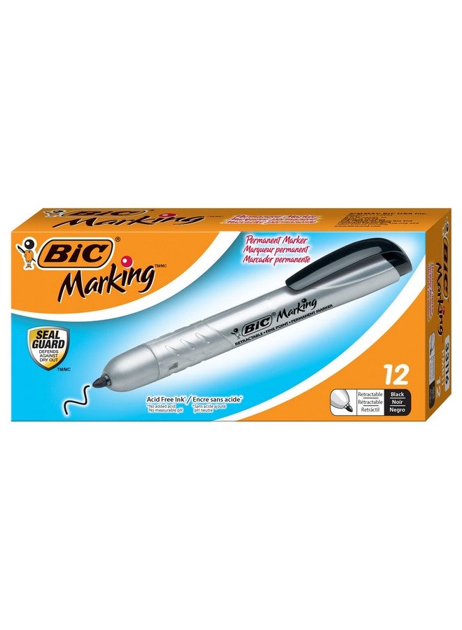 بيك قلم تحديد دائم قابل للسحب من BIC Marking™، أسود، عبوة من 12 قلمًا - Image 1
