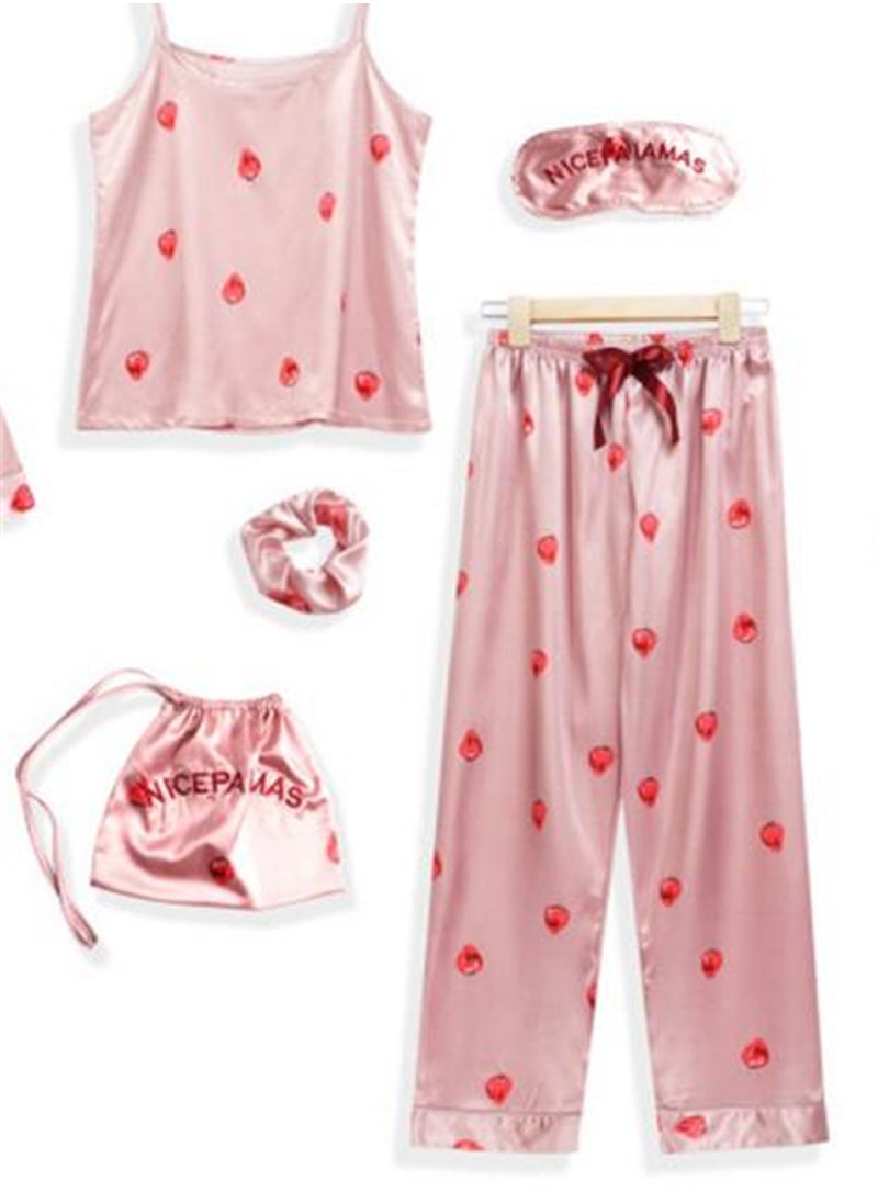 Generic - 7pcs pajamas set for women in all seasons imitation silk pajamas set - Image 1