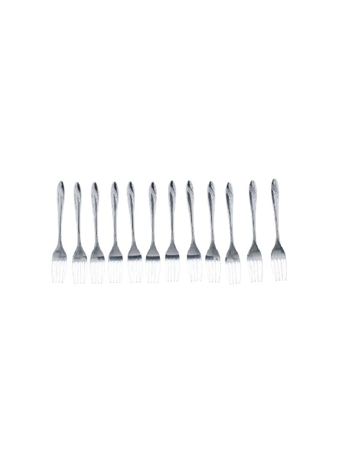 SunCraft 12-Piece Comfort Grip Stainless Steel Tea Fork Set Silver NCF-284STF - Image 1