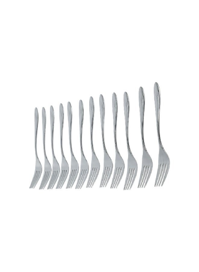 SunCraft 12-Piece Comfort Grip Stainless Steel Tea Fork Set Silver NCF-284STF - Image 2