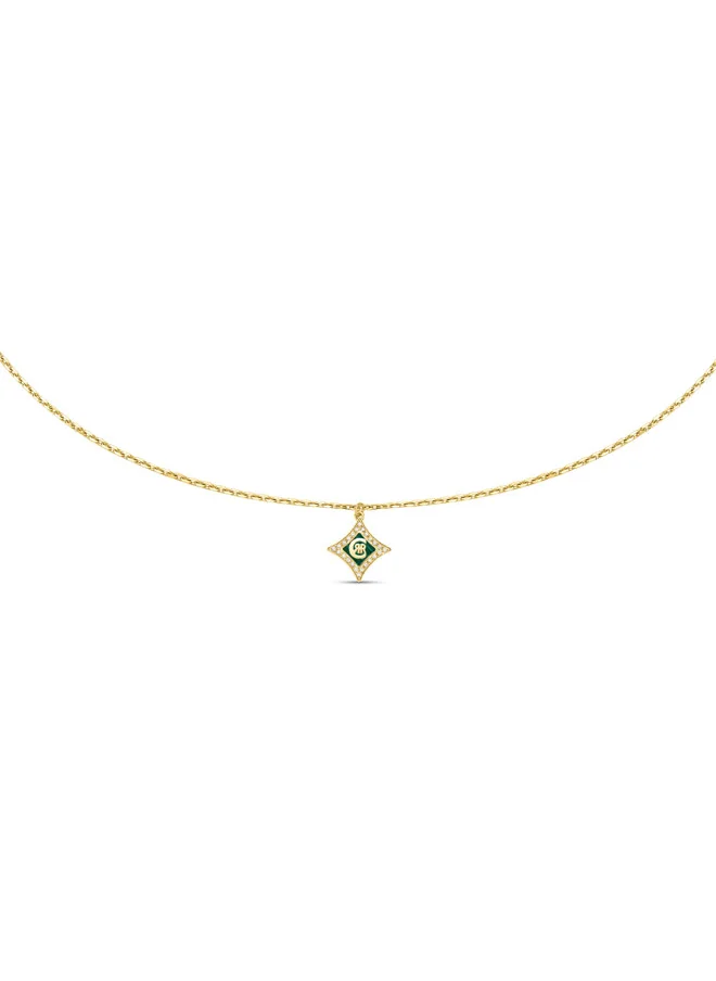 CERRUTI 1881 Silvia Gold Plated with Diamond Shaped Malachite Pendant Necklace for Women