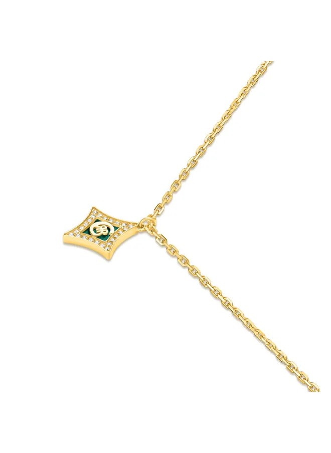 CERRUTI 1881 Silvia Gold Plated with Diamond Shaped Malachite Pendant Necklace for Women