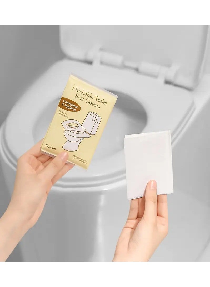 Disposable Toilet Seat Covers for Travel – Pack of 30 – Hygienic and convenient, designed for portable travel use and general hygiene purposes. Made of flushable paper that won’t clog toilets, ensuring a clean and comfortable experience. Ideal for use as bathroom seat covers, toilet seat protectors, and restroom hygiene essentials.