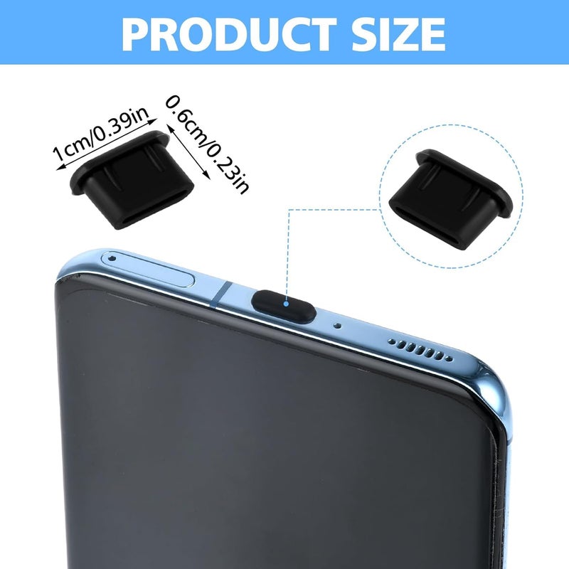 Enclave سدادات حماية من الغبار لمنفذ USB C من إنكلايف، 6 قطع أغطية غبار سيليكون لمنفذ Type-C، واقيات شحن مضادة للغبار، غلاف سيليكون متوافق مع اللابتوب والهواتف الذكية - Image 3