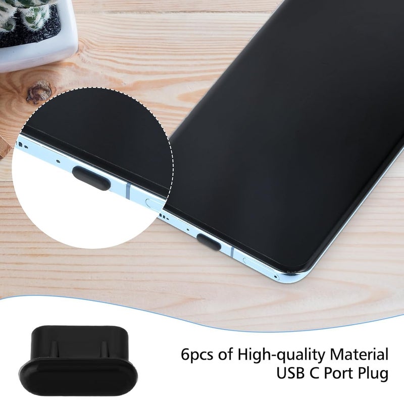 Enclave سدادات حماية من الغبار لمنفذ USB C من إنكلايف، 6 قطع أغطية غبار سيليكون لمنفذ Type-C، واقيات شحن مضادة للغبار، غلاف سيليكون متوافق مع اللابتوب والهواتف الذكية - Image 2