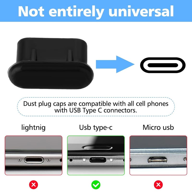 Enclave سدادات حماية من الغبار لمنفذ USB C من إنكلايف، 6 قطع أغطية غبار سيليكون لمنفذ Type-C، واقيات شحن مضادة للغبار، غلاف سيليكون متوافق مع اللابتوب والهواتف الذكية - Image 4