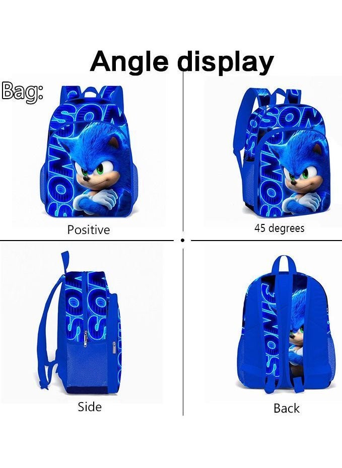 NIBEMINENT 3 pcs/Set Sonic School Bag for Boys Girls Kids Backpack Child Crossbody Satchel Pencil Case Children  - Image 4