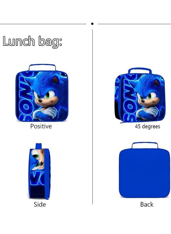 NIBEMINENT 3 pcs/Set Sonic School Bag for Boys Girls Kids Backpack Child Crossbody Satchel Pencil Case Children  - Image 5