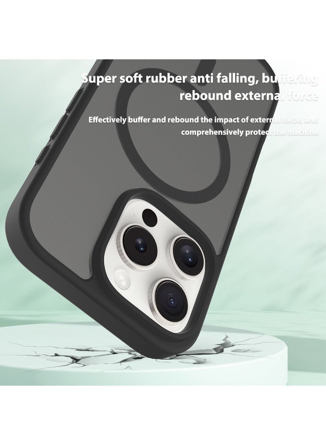 NIBEMINENT Silicone Magnetic Absorption Simple Protection Case With Magsafe For iPhone 16, Black - Image 2