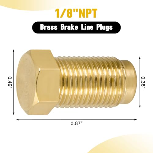 Tobaiwind Brake Line Plugs Compatible with Dune Buggy, 10MM 1.0 Bubble, 1/8" Npt Male Brass Pipe Fitting Hex Head Plug Used For Block Off Any Unwanted M10 X 1.0 Brake Line Port (Pack Of 2) - Image 5