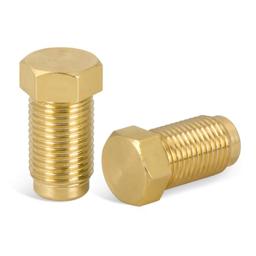 Tobaiwind Brake Line Plugs Compatible with Dune Buggy, 10MM 1.0 Bubble, 1/8" Npt Male Brass Pipe Fitting Hex Head Plug Used For Block Off Any Unwanted M10 X 1.0 Brake Line Port (Pack Of 2) - Image 1