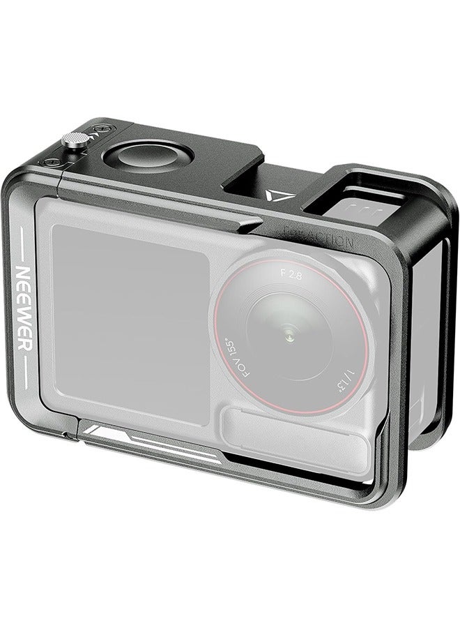 NEEWER Cage for Action 5 Pro, Protective Metal Video Rig with Cold Shoe, 1/4" Thread, Shutter Button Compatible with DJI Osmo Action 5 Pro Action 4 Action 3 DJI Mic DJI Magnetic Adapter Mount, AC014 - Image 1