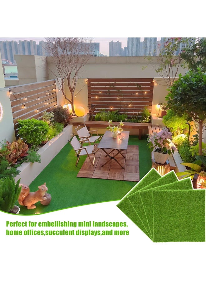 4PCS Fake Grass Mat, 15 x 15cm Miniature Artificial Model Grass, Green Static Turf Grass Lawn, For Dollhouse, DIY Garden Decor, Fake Lawn Ornament for Indoor Outdoor Use - Image 5