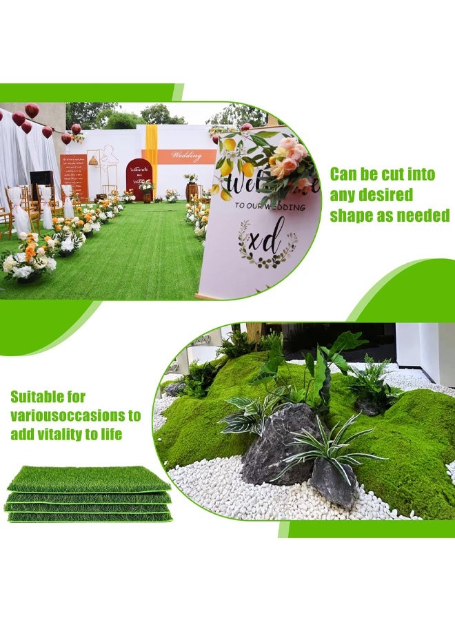 4PCS Fake Grass Mat, 15 x 15cm Miniature Artificial Model Grass, Green Static Turf Grass Lawn, For Dollhouse, DIY Garden Decor, Fake Lawn Ornament for Indoor Outdoor Use - Image 4
