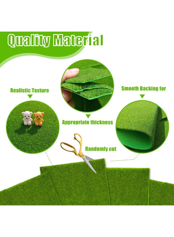 4PCS Fake Grass Mat, 15 x 15cm Miniature Artificial Model Grass, Green Static Turf Grass Lawn, For Dollhouse, DIY Garden Decor, Fake Lawn Ornament for Indoor Outdoor Use - Image 3