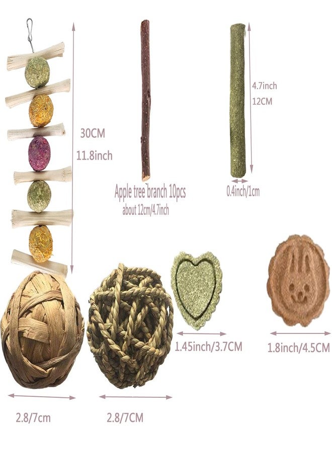 ANDES Bunny & Guinea Pig Toys - Rabbit & Hamster Accessories - Natural Timothy Biscuit Hay Sticks & Apple Wood Sticks for Teeth - Chinchilla & Rat Molar Chews - Image 2