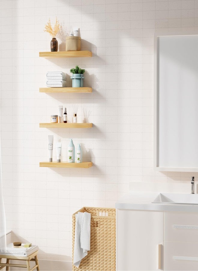 Bellsal Floating Shelves for Wall, Maple Wood Wall Shelf Set of 4, 16" Wall Mounted Floating Shelf for Kitchen, Living Room, Bedroom, Bathroom Storage, Book Shelf for Wall Home Decor, Frame Display - Image 4
