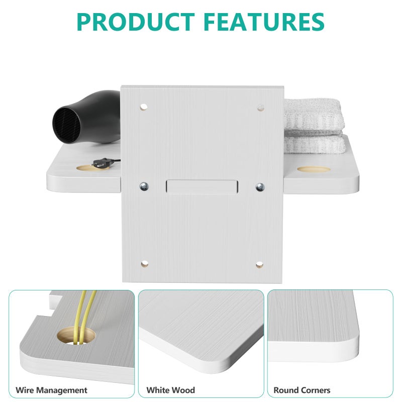 WALI Floating TV Shelf, 1 Tier Projector Shelf for DVD Players, Cable Boxes, Routers, Game Consoles, Living Room Decor Accessories, Wall Mount Shelves Holds Up to 22lbs (CS201NW), 1-Shelf, White - Image 4