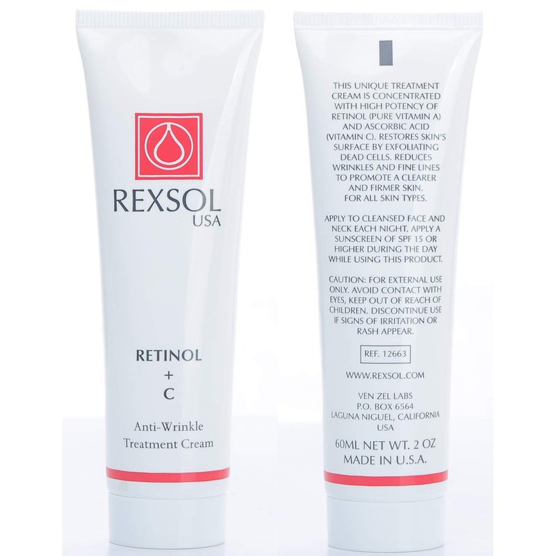 REXSOL Retinol + Vitamin C Anti-Aging Cream | Effective Night Face Care & Dark Spot Remover | Anti-Aging Neck Cream & Wrinkle Cream That Truly Works | Infused with Vitamin E, A - 2 OZ - Image 4