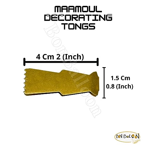 bonballoon Maamoul Tongs, 6 Pcs Food-Tongs - Metal, High: 2 inches = 5 cm, Width: 0.8 inches = 2 cm, Gold, 36gm - Image 3