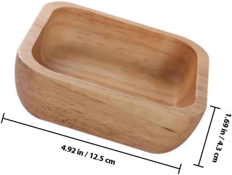 Wooden Salad Bowl Small Rubber Wood Food Serving Dish Fruit Tray Simple Natural Wood Snack Plate for Kitchen Dining - Image 2