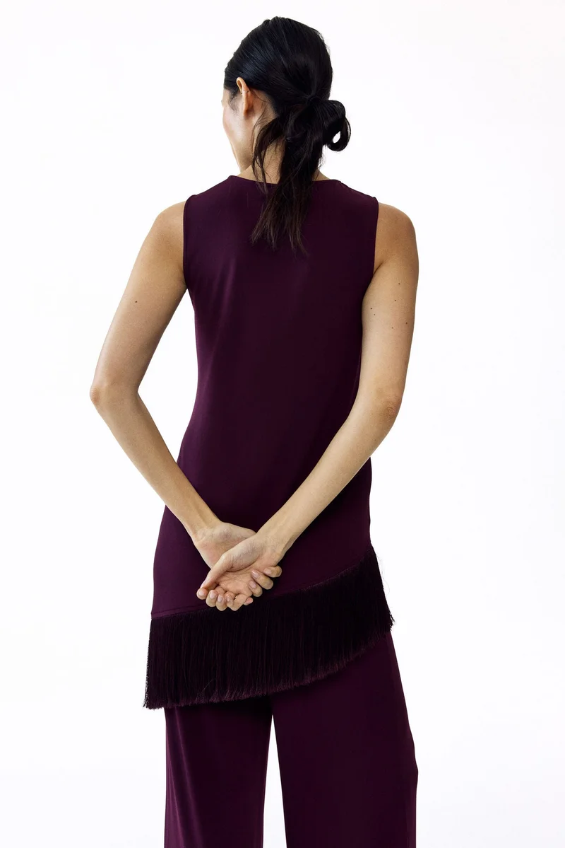 H&M  MAMA Asymmetric fringe-trimmed top for Women | Best Price UAE
