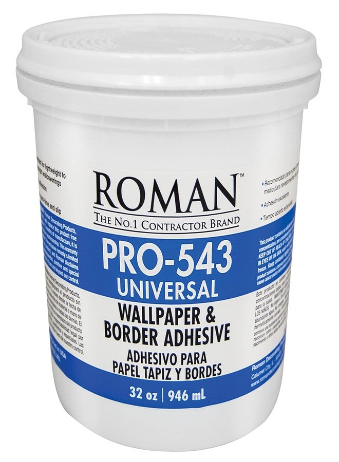 ROMAN Products Universal Wallpaper Paste for Lightweight Wallpapers and Borders, PRO-543 (32 Ounce - 65 sq. ft.), White - Image 1