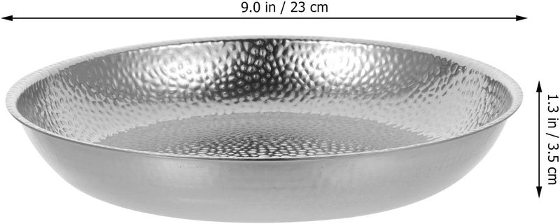Stainless Steel Serving Plate 22cm Hammered round Salad Pasta Plate Reusable Kitchen Dish for Bbq Picnic and Western Food - Image 2