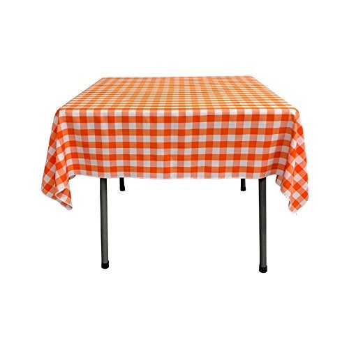 LA Linen Gingham Tablecloth Checkered Tablecloth for Parties Picnics More Farmhouse Tablecloth Spring Tablecloth Picnic Tablecloth Cloth Tablecloths for Square Tables 52x52 Orange