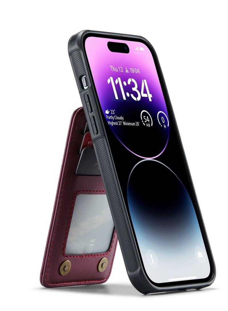 Suteni Back Cover Card Slots Leather Phone Case for iPhone - Image 2