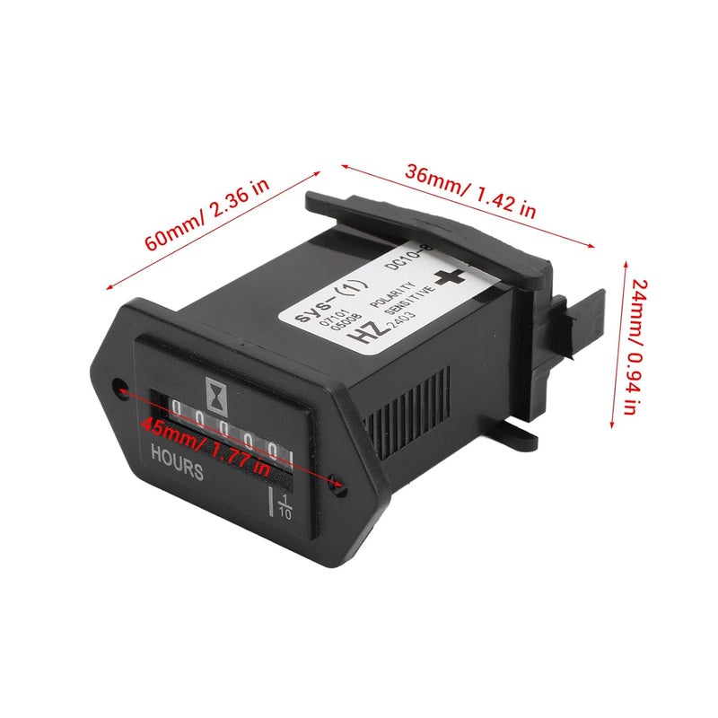 Car Engine Hour Time Gauge, Mechanical Maintenance Hour Meter DC10 to 80V for Engine Generator Boat Motorcross Motor Truck Tractor - Image 3
