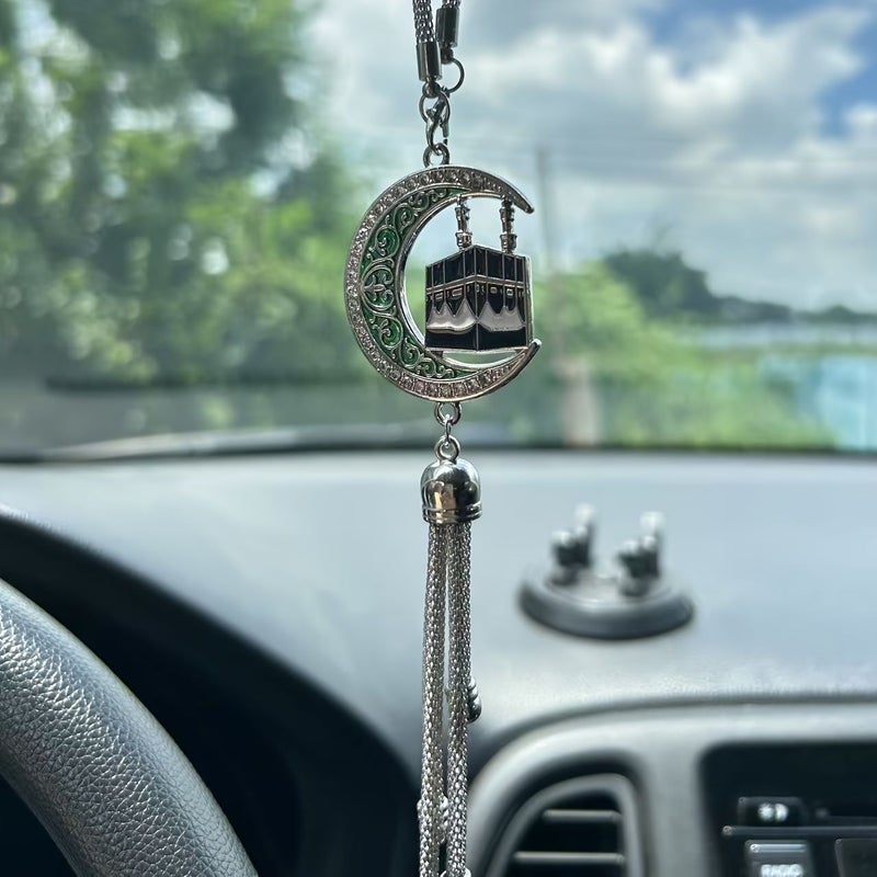 Moon Tent Ornament Black Golden Car Rearview Mirror Hanging Charm Interior Decoration Gift - Image 1