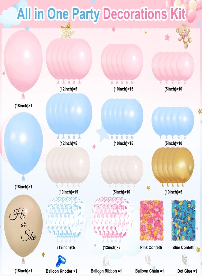 Lecheme 270 Pcs Bear Gender Reveal Decorations: He or She Bear Banner Baby Reveal Plates Napkins Cups Tablecloth Balloons, We Can Bearly Wait Gender Reveal Decorations Serve 24 - Image 4