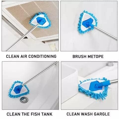 ConvertKitchen Microfiber Triangle Shape Mop Telescopic Handle Flexible Fan mop and Easy Cleaning Home Set of 1 - Image 5